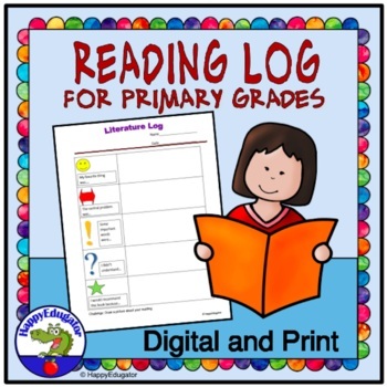 Preview of Reading Log for Primary Grades Digital and Print