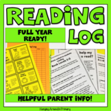 Reading Log with Editable Letter for Parents