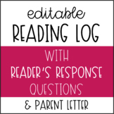 Reading Log with Reader's Responses - Editable