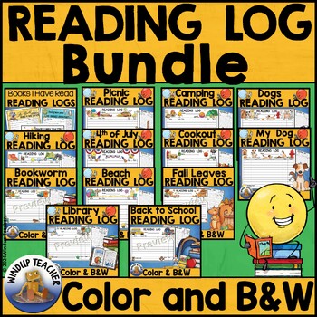 Preview of Reading Logs BUNDLE - Summer, Beach, Cookout, Dogs, Bookworm, Fall and More!