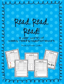Preview of Reading Logs & Homework Sheets for Kindergarten - Full Year's Worth