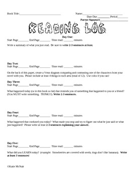 Preview of Reading Logs - Pack #1 - Entire Semester's Worth