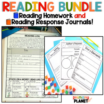 Preview of Reading Logs Reading Comprehension Sheets and Response Journals BUNDLE!