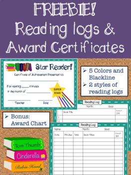 Preview of Reading Logs and Award Certificates Freebie!