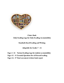 Preview of Reading Logs and Book Report - Nine weeks - Accountability for choice book