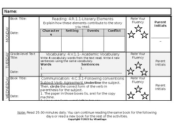 Preview of Reading Logs by Florida BEST Standards- 4th Grade (EDITABLE VERSION)