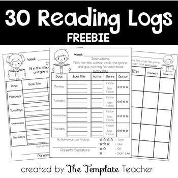 Preview of Reading Logs for Homework Freebie