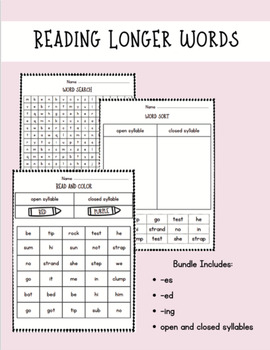 Preview of Reading Longer Words Packet | UFLI Foundations Aligned Lessons 63 - 66