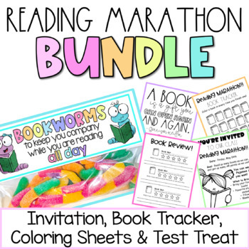 Preview of Reading Marathon | Invitation | Book Tracker | Coloring Pages | Student Treat