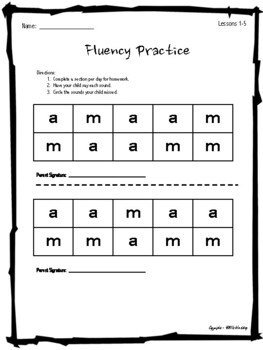 Preview of Reading Mastery K - Fluency Practice Homework