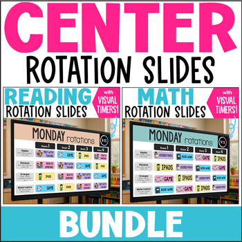 Preview of Center Rotation Slides - Reading & Math Small Group Rotation Chart Visual Timers