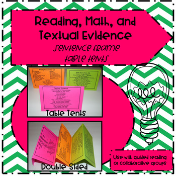 Preview of Reading, Math, and Textual Evidence Sentence Frames