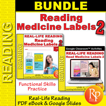 Preview of Reading Medicine Labels 2 Google & Print: Life Skills | Comprehension Activities
