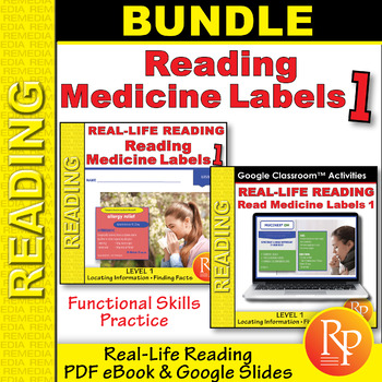 Preview of Reading Medicine Labels Level 1 - Print & Google: Life Skills | Comprehension
