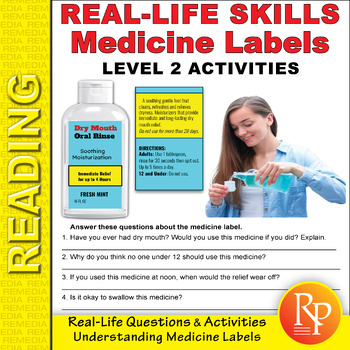 Preview of Reading Medicine Labels Level 2:  Life Skills - Critical Thinking Activities