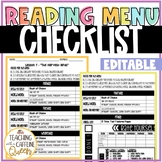 Reading Menu EDITABLE ELA Centers Checklist