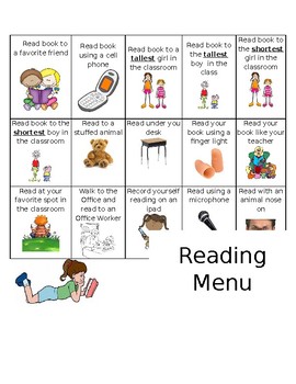 Preview of Reading Menu (Editable, Word Document)