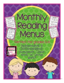 Preview of Reading Menu-Independent & Differentiated- Homework, Classwork, or Group Work!!