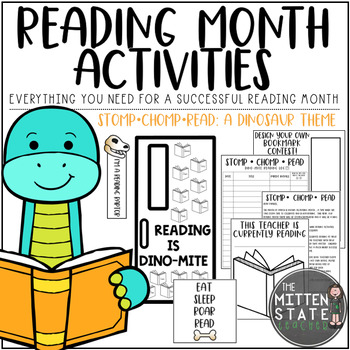 Preview of Reading Month Activities: Stomp, Chomp, & Read: A Dinosaur Theme