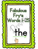 Reading Most common High Frequency Vocabulary Fry's words 1-25