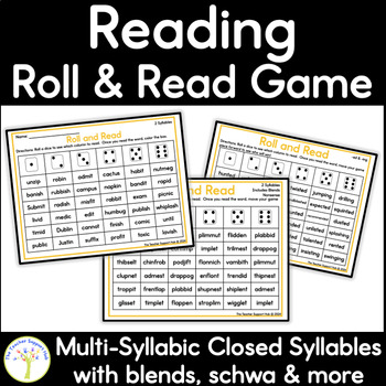 Preview of Reading Multi and Closed Syllables with Blends Schwa and MORE Roll and Read Game