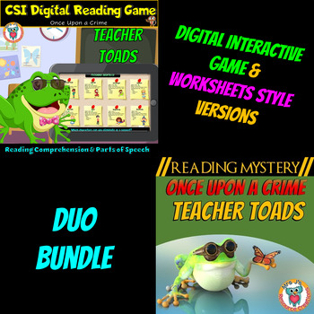 Preview of Reading Mystery Duo Bundle - Worksheets & Digital Game Formats - Teacher Toads