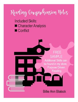 Preview of FREE SAMPLE: Reading Note Page: Characterization/ Character Analysis & Conflict