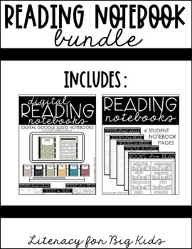 Preview of Reading Notebook Google Slides + Notebook Pages Bundle