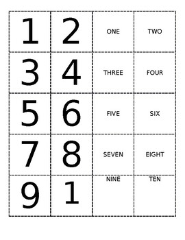 Preview of Reading Numbers 1-10 Memory Game