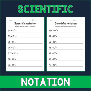 Preview of Reading Numbers in Scientific Notation - Math Worksheets - Test Prep - Sub Plan