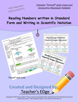 Preview of Reading Numbers written in Standard Form and Writing in Scientific Notation