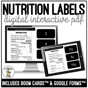 Preview of Reading Nutrition Labels Digital Activity