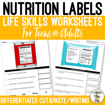 Preview of Reading Nutrition Labels Worksheets