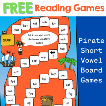 reading pirate short vowel board game freebie blends