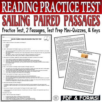 Preview of Reading PRACTICE TEST:  Paired Passages with Questions Sailing Test Prep