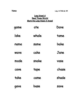 Preview of Reading Packets: 16-20 Long Vowels in One Syllable Words