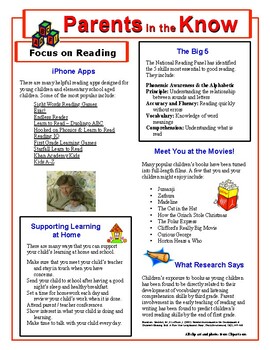 Preview of Reading Parent Newsletter (English Version)