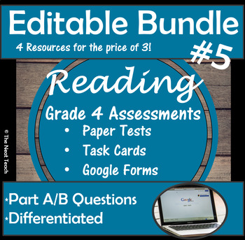 Preview of Reading Part A Part B Tests and Task Cards- BUNDLE 5