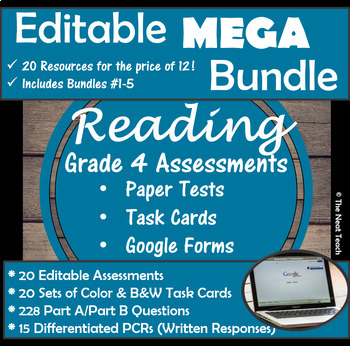 Preview of Reading Part A B Tests Task Cards- MEGA BUNDLE (Includes 5 Bundles)
