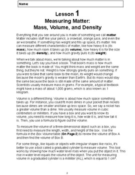 Preview of Reading Passage 1: Measuring Matter: Mass, Volume, and Density PDF