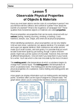 Preview of Reading Passage 1: Observable Physical Properties of Objects & Materials PDF