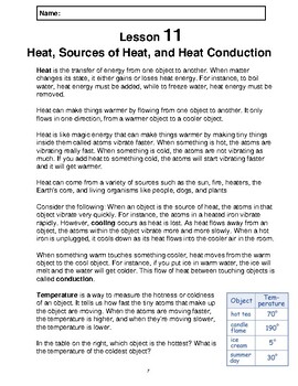 Preview of Reading Passage 11: Heat, Sources of Heat, and Heat Conduction (Word)