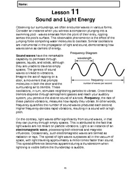 Preview of Reading Passage 11: Sound & Light Energy (Word)