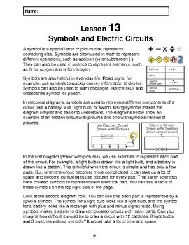 Preview of Reading Passage 13: Symbols and Electric Circuits (Word)