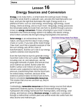 Preview of Reading Passage 16: Energy Sources & Conversion PDF
