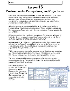 Preview of Reading Passage 16: Environments, Ecosystems, and Organisms (Word)