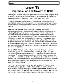 Preview of Reading Passage 19: Reproduction & Growth of Cells (Word)