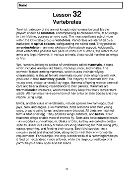 Preview of Reading Passage 32: Vertebrates (Word)