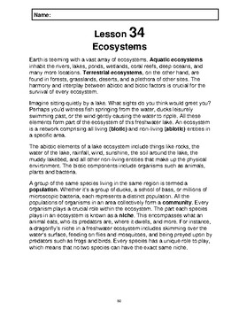 Preview of Reading Passage 34: Ecosystems (Word)