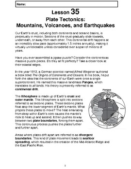 Preview of Reading Passage 35: Plate Tectonics (Word)